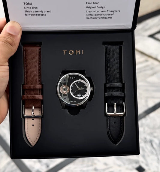 Original Tomi FaceGear Series – Ultra Premium Dual Strap Watch with Big Box Packaging