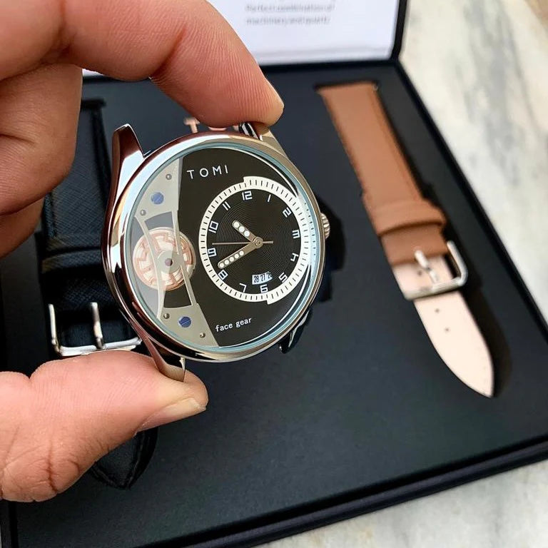 Original Tomi FaceGear Series – Ultra Premium Dual Strap Watch with Big Box Packaging