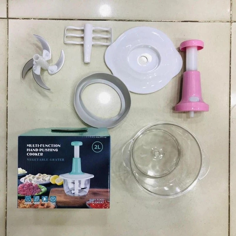 Hand Push Food Chopper & Mixer – Quick Vegetable Cutter