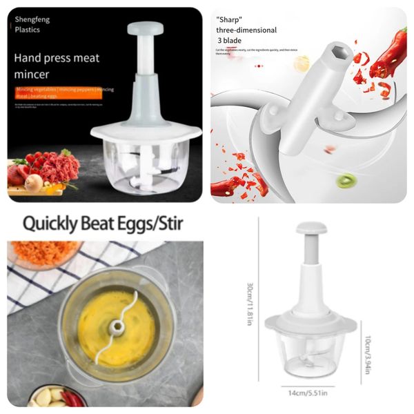 Hand Push Food Chopper & Mixer – Quick Vegetable Cutter