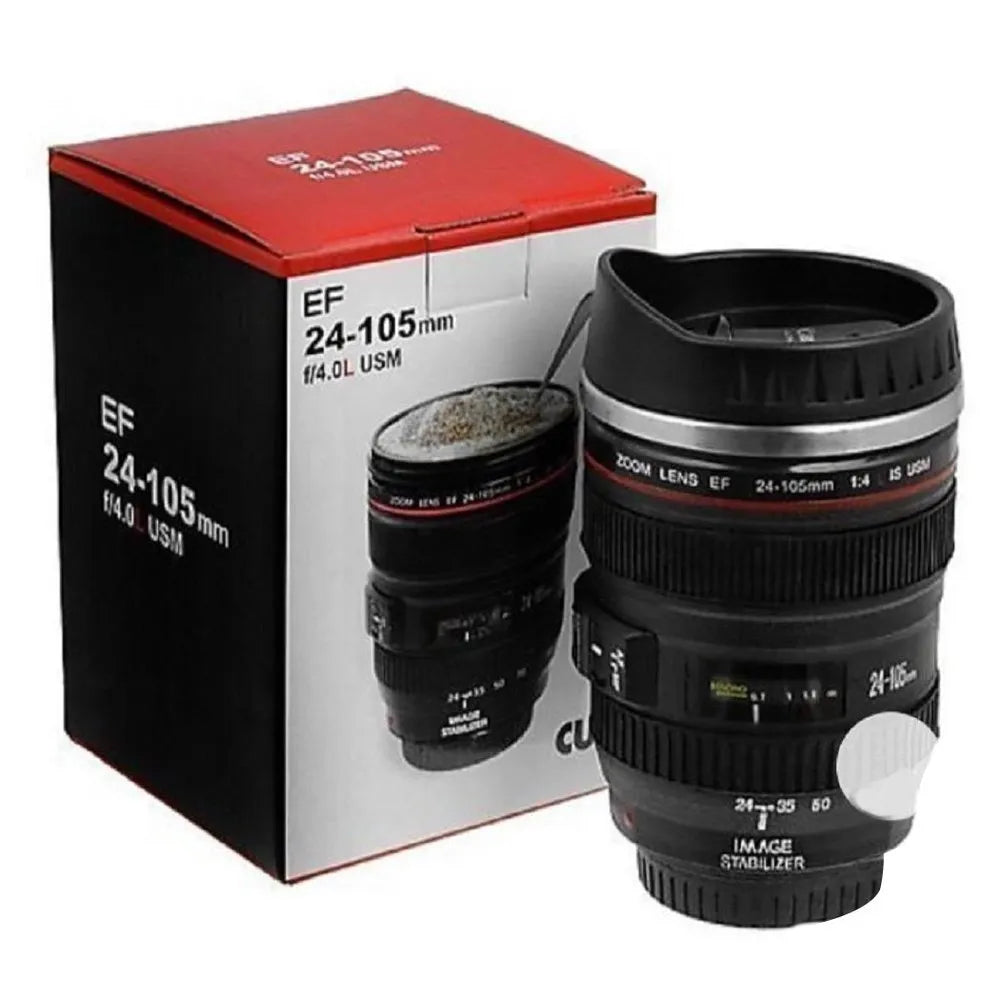 Creative Camera Lens Coffee Tea Mug β 300ML Stainless Steel Interior
