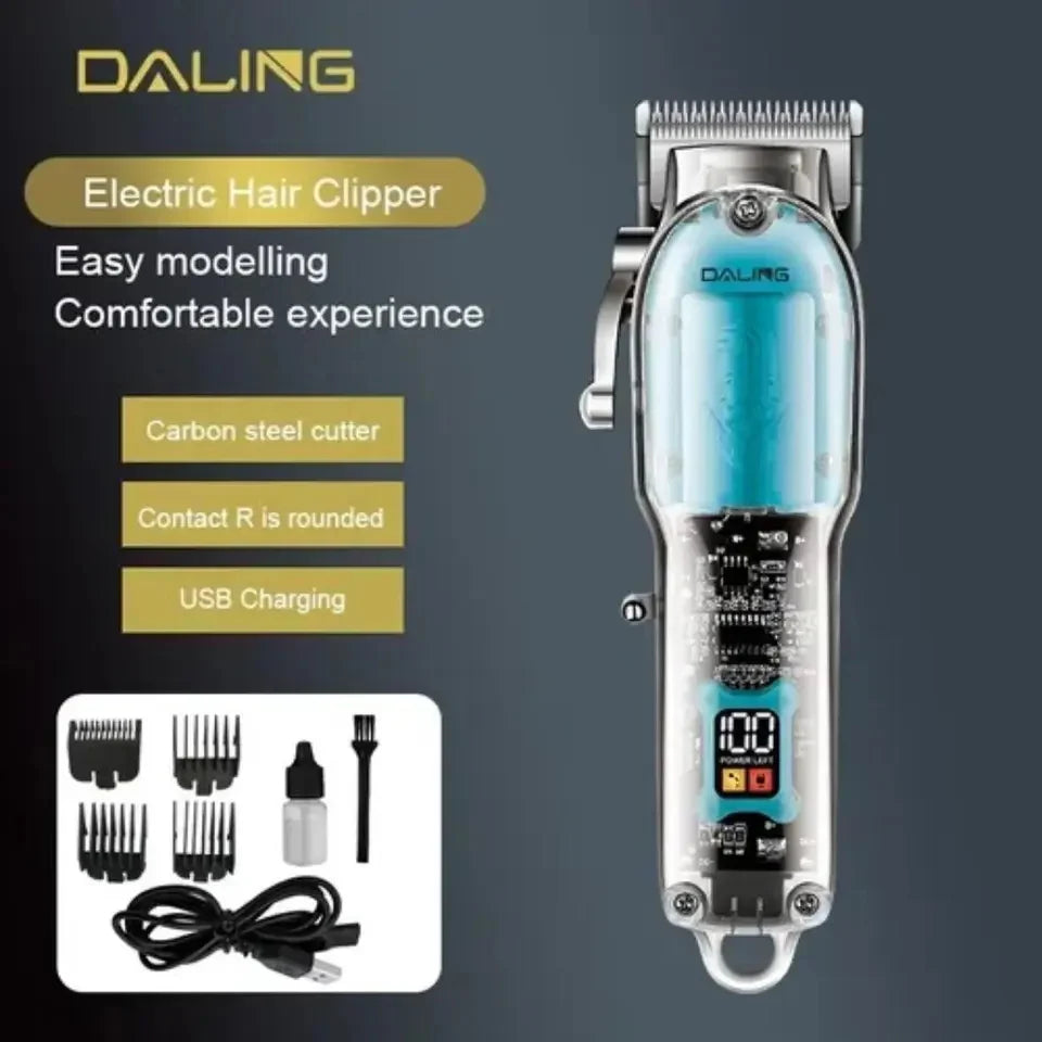 Daling DL-1539 Transparent Cordless Hair Clipper | Professional Barber Trimmer & Shaver Machine