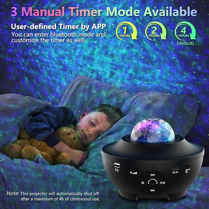 Galaxy Projector for Bedroom, Light Projector Star Projector Galaxy Light with Bluetooth Speaker, Timer, APP & Remote Control for Kids
