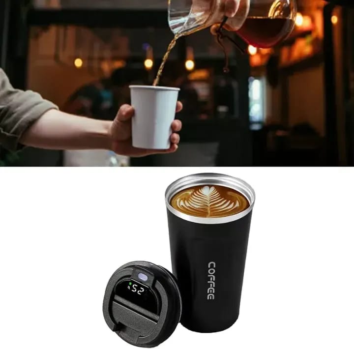 Smart Temperature Display Coffee Cup – Stainless Steel Insulated Mug with LED Portable Temperature Monitor