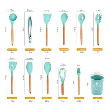 12 Pcs Premium Silicone Spoon Set  🔥 Heat Resistant | Non-Stick | Durable