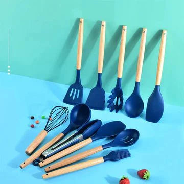 12 Pcs Premium Silicone Spoon Set  🔥 Heat Resistant | Non-Stick | Durable