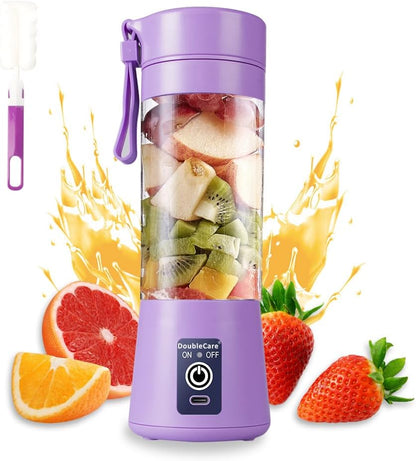 Portable Juicer– USB Electric Juicer 380ml with 6 Blades | Shakes & Smoothies Maker (Light Purple)