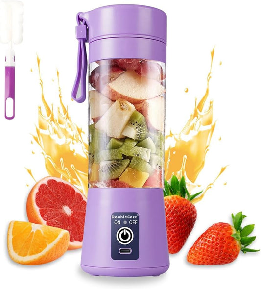 Portable Juicer– USB Electric Juicer 380ml with 6 Blades | Shakes & Smoothies Maker (Light Purple)
