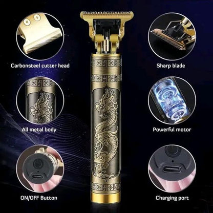 T9 Men’s Hair Trimmer & Shaver – Professional Vintage Rechargeable Grooming Machine