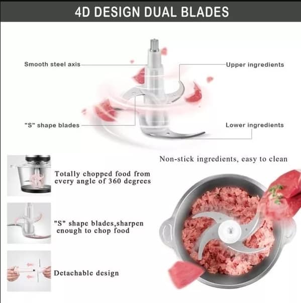 Food Processor & Veg + Meat Chopper   ⚡ 2 Litre Stainless Steel Bowl | 1000W Power