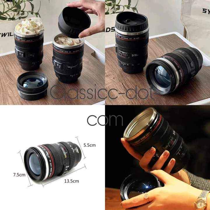 Creative Camera Lens Coffee Tea Mug – 300ML Stainless Steel Interior