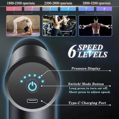 Portable Mini Muscle Massage Gun – Handheld Deep Tissue Percussion Massager for Pain Relief & Recovery