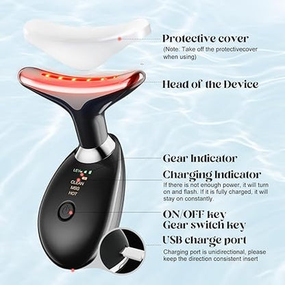 Neck & Face Massager – Face Sculpting Tool with 3 Colour Modes & Vibration | Double Chin Reducer