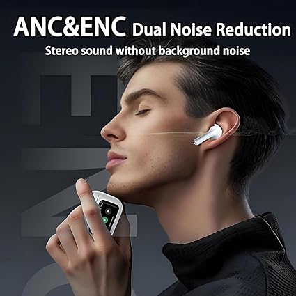Wireless Earbuds Bluetooth 5.4 with Touch Screen, ANC/ENC Noise Cancelling, 40H Playtime – Stereo Bass Headphones for iOS & Android