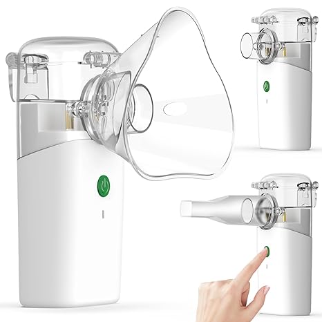 Portable Handheld Mesh Nebulizer – Travel Atomizer for Adults & Kids with Adjustable Speeds, Self-Cleaning, Masks & Mouthpiece