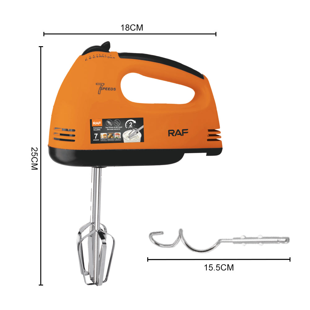 Food Mixer Electric Hand Whisk – 7 Speed Egg Beater with Stainless Steel Beaters & Dough Hooks