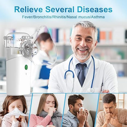 Portable Handheld Mesh Nebulizer – Travel Atomizer for Adults & Kids with Adjustable Speeds, Self-Cleaning, Masks & Mouthpiece