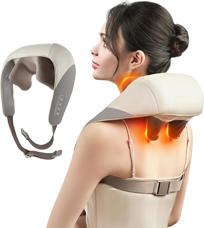 Neck & Shoulder Massager with Heat – Deep Tissue Kneading Electric Pain Relief for Men & Women