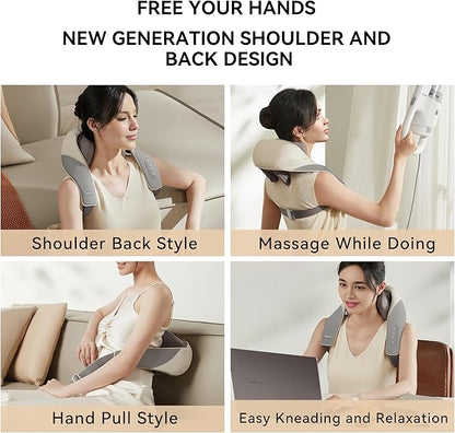 Neck & Shoulder Massager with Heat – Deep Tissue Kneading Electric Pain Relief for Men & Women