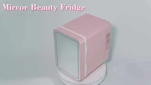 Portable Mini Fridge 4L with Mirror & LED – Skincare, Makeup & Cosmetics Refrigerator