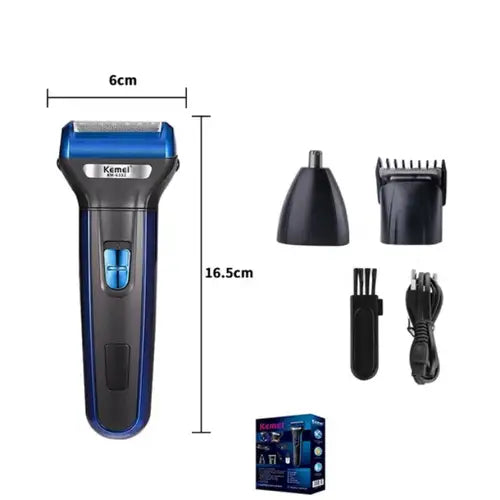 Kemei 3-in-1 Rechargeable Trimmer – Hair, Beard & Nose/Ear Grooming