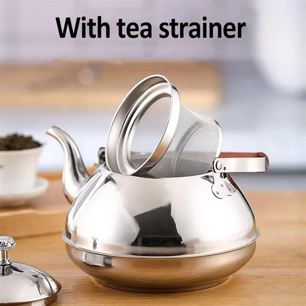 1.5L Stainless Steel Whistling Kettle – Camping Teapot with Insulated Handle for Gas & Induction Stove