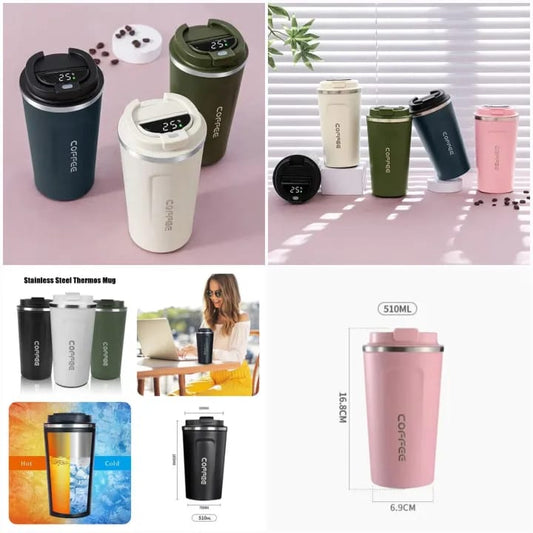 Smart Temperature Display Coffee Cup – Stainless Steel Insulated Mug with LED Portable Temperature Monitor